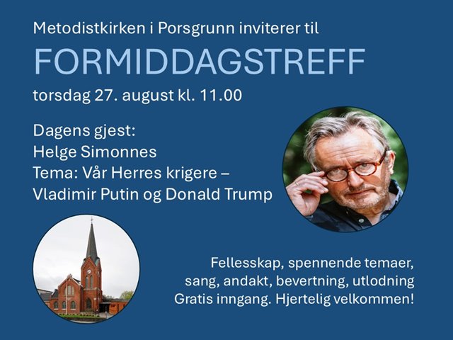 Formiddagstreff torsdag 27. august kl. 11.00